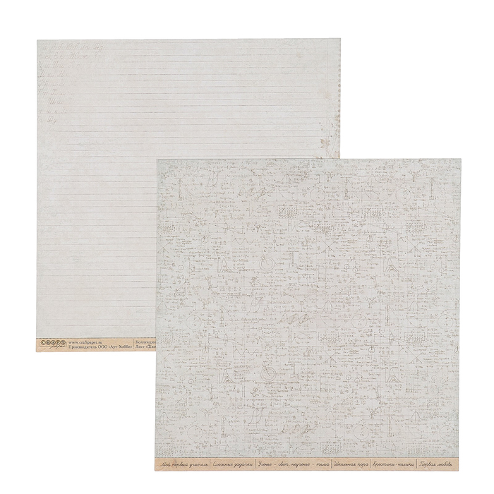 Бумага для скрапбукинга "Школьная пора "Моя школа" 30,5х30,5 см, 190гр/м2