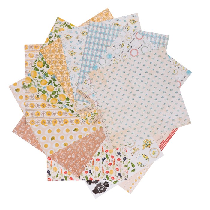 Набор бумаги для скрапбукинга "Завтрак на веранде" (12 листов) 30,5х30,5 см, 250 гр/м2