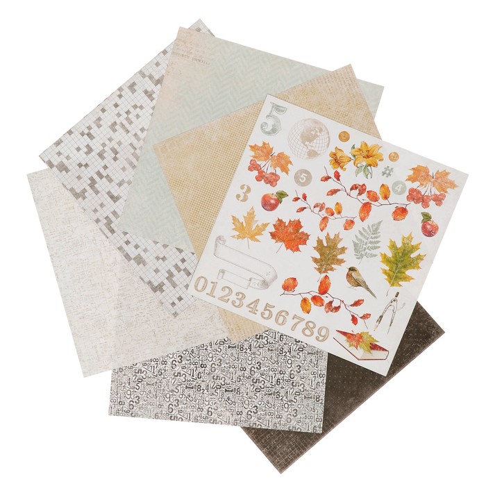 Набор бумаги для скрапбукинга "Моя школа" (8 листов) 20х20 см, 190гр/м2