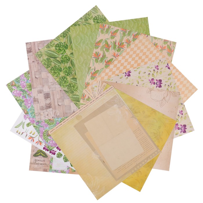 Набор бумаги для скрапбукинга "Тропикана" (12 листов) 30,5х30,5 см, 250 гр/м2
