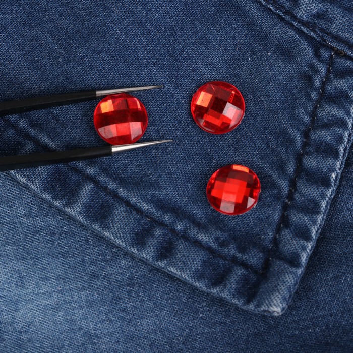 Стразы термоклеевые "Круг", d=10мм, 50шт, цвет красный