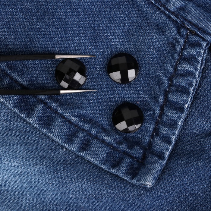 Стразы термоклеевые "Круг", d=10мм, 50шт, цвет чёрный