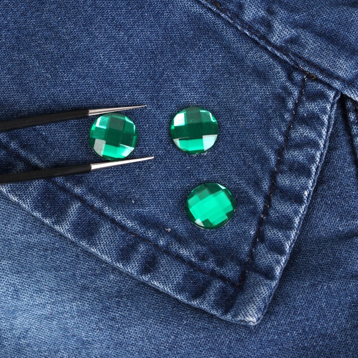 Стразы термоклеевые "Круг", d=10мм, 50шт, цвет зелёный