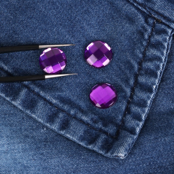 Стразы термоклеевые "Круг", d=10мм, 50шт, цвет фиолетовый