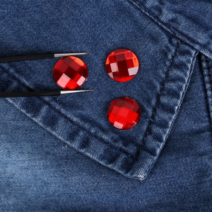 Стразы термоклеевые "Круг", d=12мм, 20шт, цвет красный