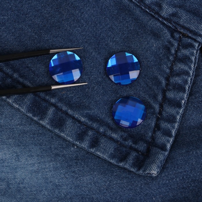 Стразы термоклеевые "Круг", d=12мм, 20шт, цвет синий