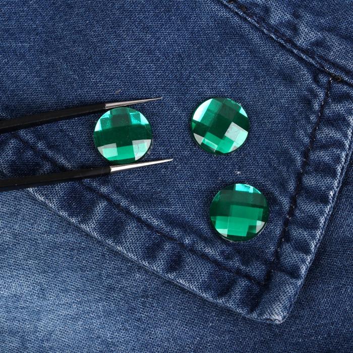 Стразы термоклеевые "Круг", d=12мм, 20шт, цвет зелёный