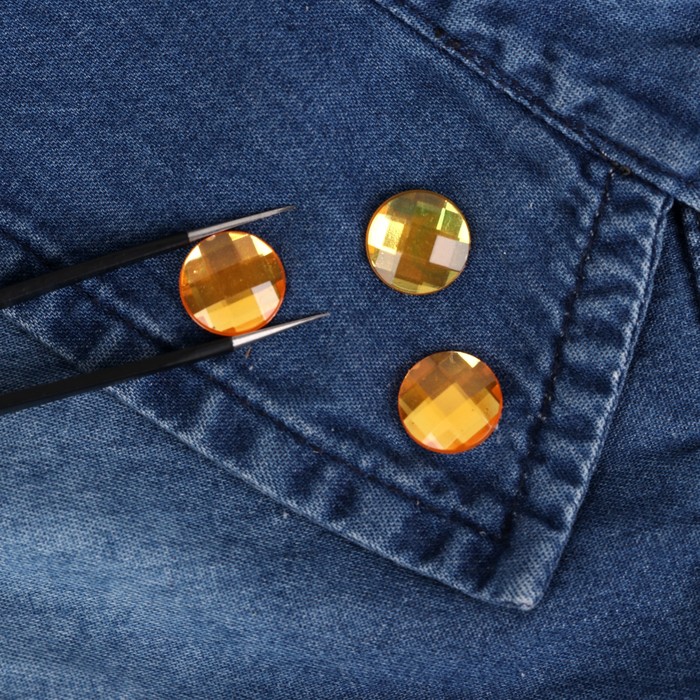 Стразы термоклеевые "Круг", d=12мм, 20шт, цвет жёлтый