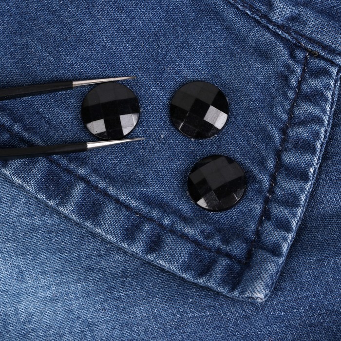 Стразы термоклеевые "Круг", d=12мм, 20шт, цвет чёрный