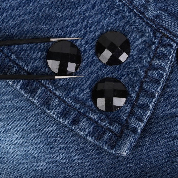 Стразы термоклеевые "Круг", d=14мм, 10шт, цвет чёрный