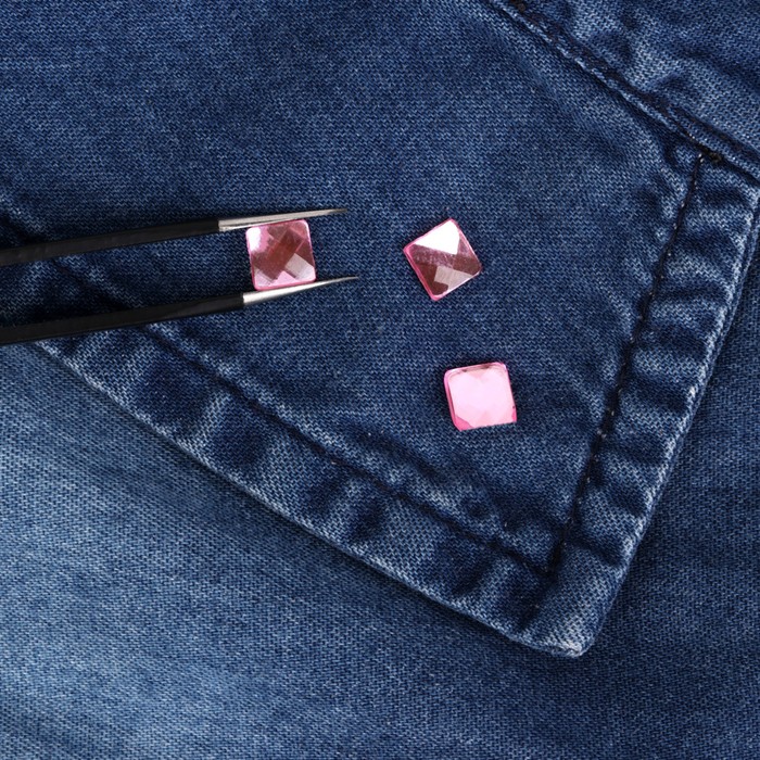 Стразы термоклеевые "Квадрат", 100шт, 6 х 6мм, цвет розовый