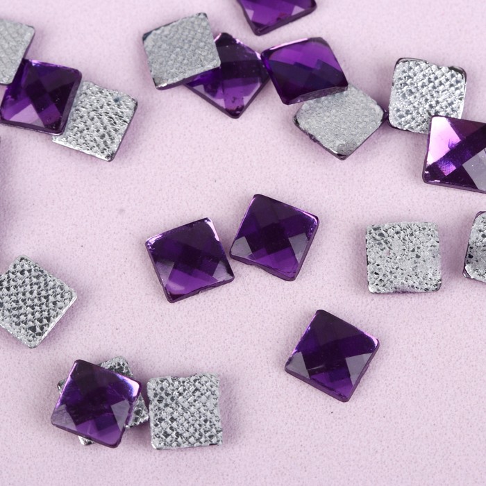 Стразы термоклеевые "Квадрат", 100шт, 6 х 6мм, цвет фиолетовый
