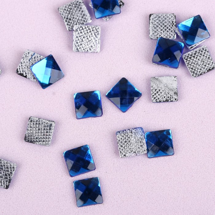 Стразы термоклеевые &quot;Квадрат&quot;, 100шт, 6 х 6мм, цвет синий