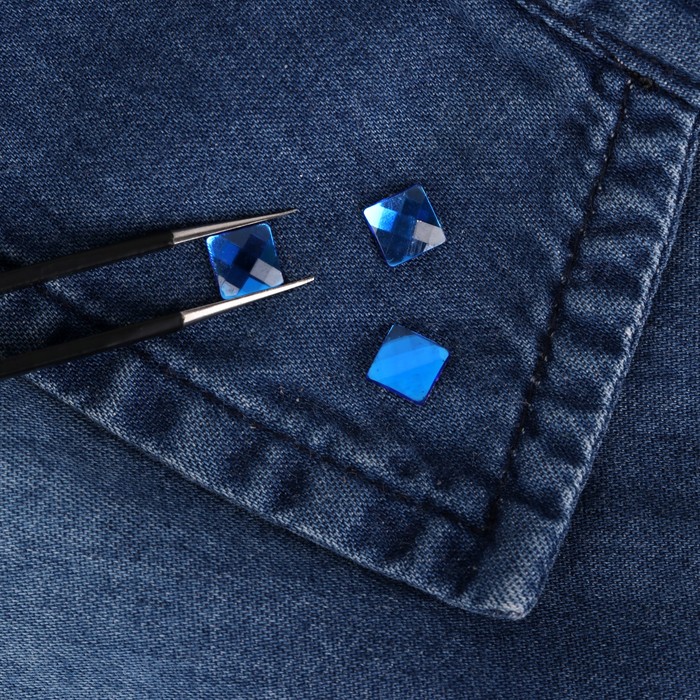 Стразы термоклеевые "Квадрат", 100шт, 6 х 6мм, цвет синий