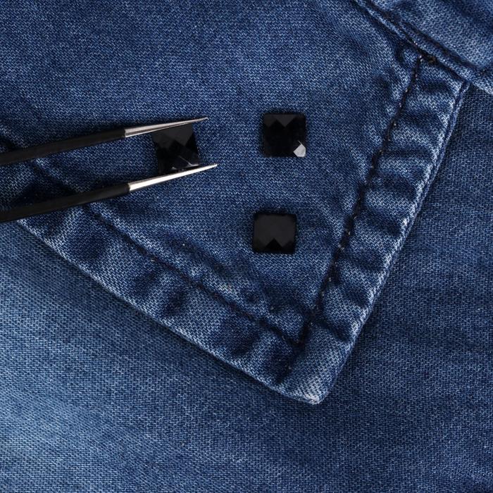 Стразы термоклеевые "Квадрат", 100шт, 6 х 6мм, цвет чёрный