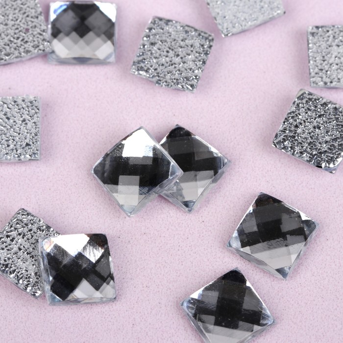 Стразы термоклеевые "Квадрат", 50шт, 8 х 8мм, цвет белый