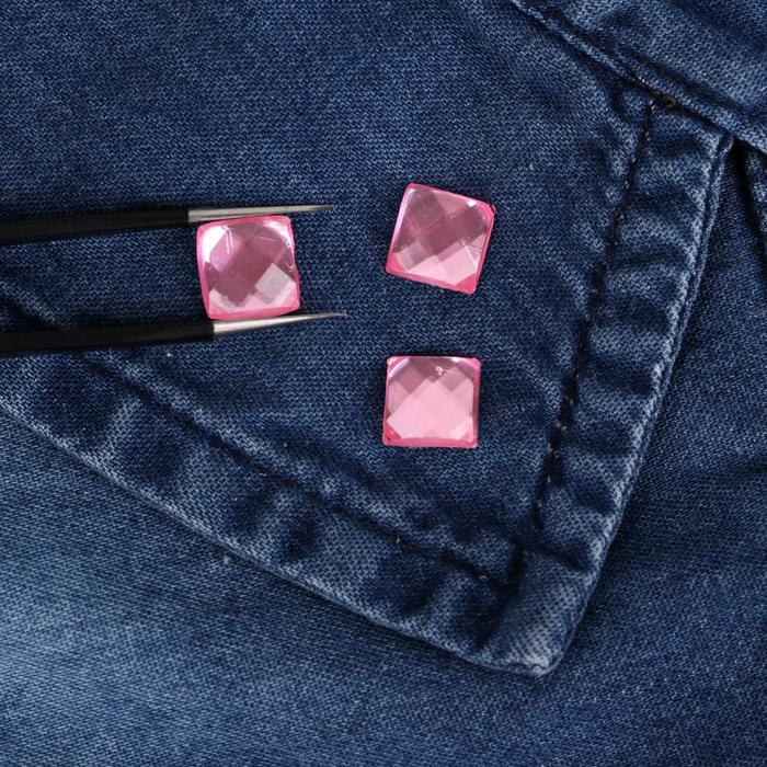 Стразы термоклеевые "Квадрат", 50шт, 8 х 8мм, цвет розовый