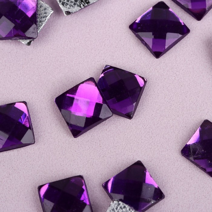 Стразы термоклеевые &quot;Квадрат&quot;, 50шт, 8 х 8мм, цвет фиолетовый