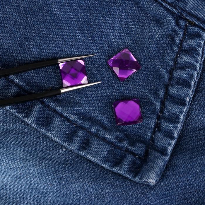 Стразы термоклеевые "Квадрат", 50шт, 8 х 8мм, цвет фиолетовый