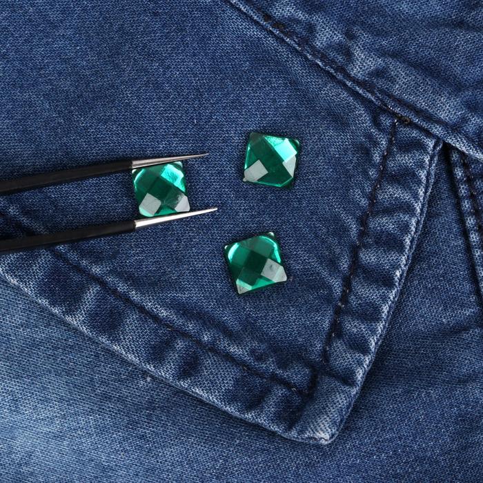 Стразы термоклеевые "Квадрат", 50шт, 8 х 8мм, цвет зелёный