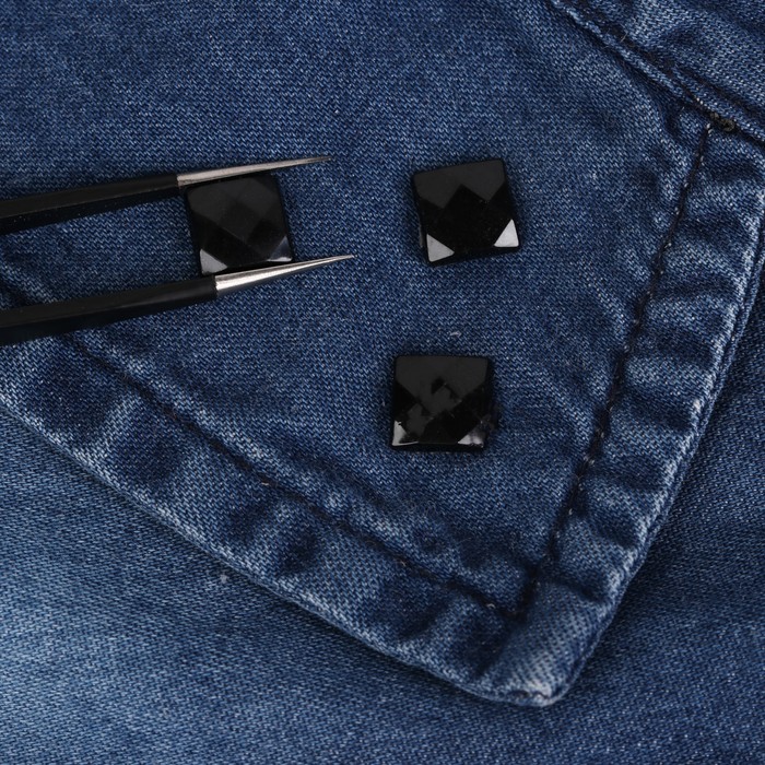 Стразы термоклеевые "Квадрат", 50шт, 8 х 8мм, цвет чёрный