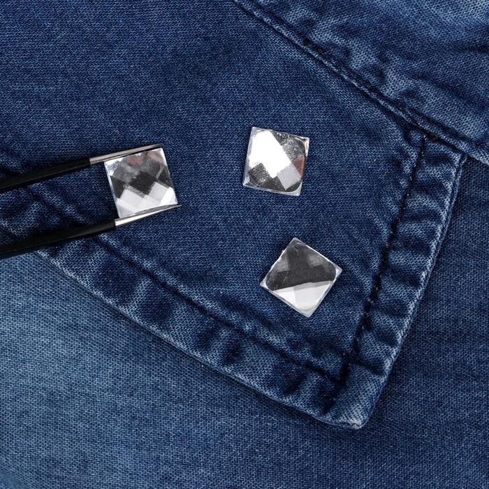 Стразы термоклеевые "Квадрат", 20шт, 10 х 10мм, цвет белый