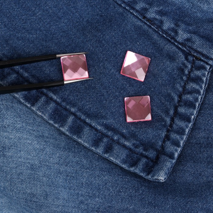 Стразы термоклеевые "Квадрат", 20шт, 10 х 10мм, цвет розовый