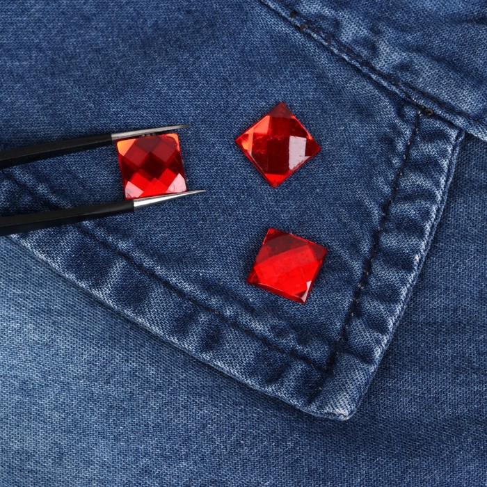 Стразы термоклеевые "Квадрат", 20шт, 10 х 10мм, цвет красный