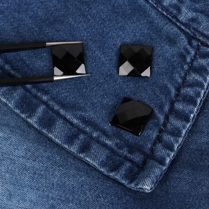 Стразы термоклеевые "Квадрат", 20шт, 10 х 10мм,цвет чёрный