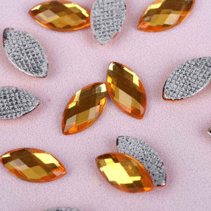 Стразы термоклеевые "Лепесток", 100шт, 5 х10мм, цвет жёлтый