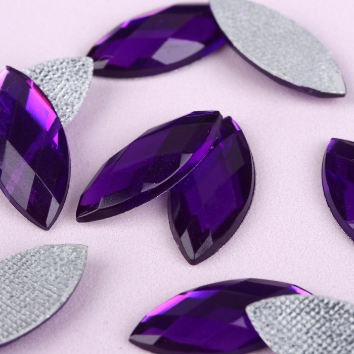 Стразы термоклеевые "Лепесток", 20шт, 9 х 20мм, цвет фиолетовый