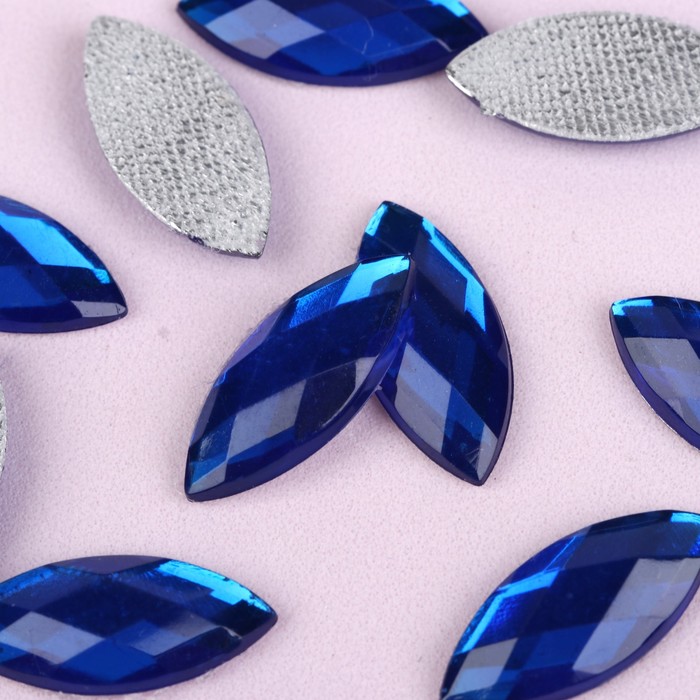 Стразы термоклеевые "Лепесток", 20шт, 9 х 20мм, цвет синий