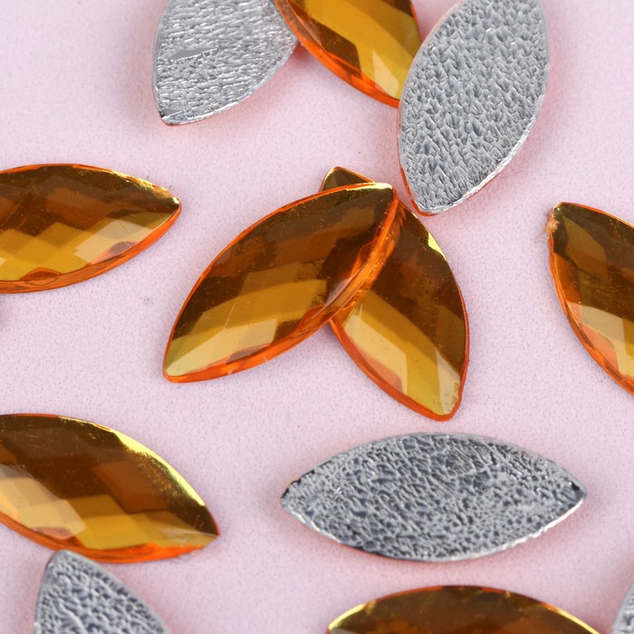 Стразы термоклеевые "Лепесток", 20шт, 9 х 20мм, цвет жёлтый