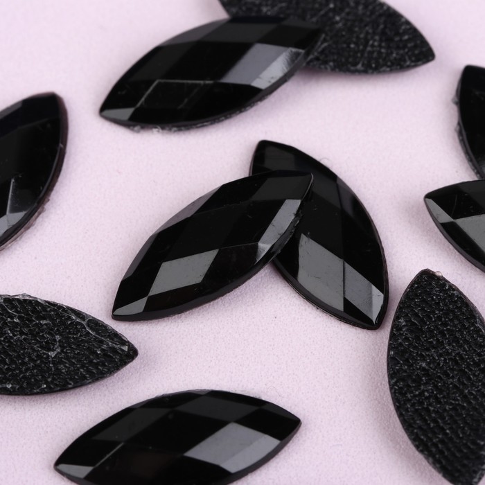 Стразы термоклеевые "Лепесток", 20шт, 9 х 20мм, цвет чёрный