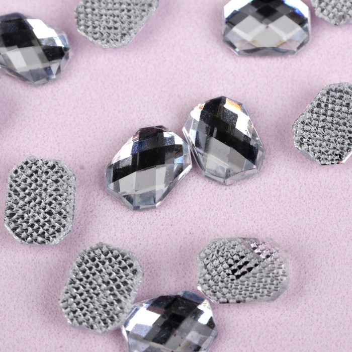 Стразы термоклеевые "Прямоугольник", 50шт, 6 х 8мм, цвет белый