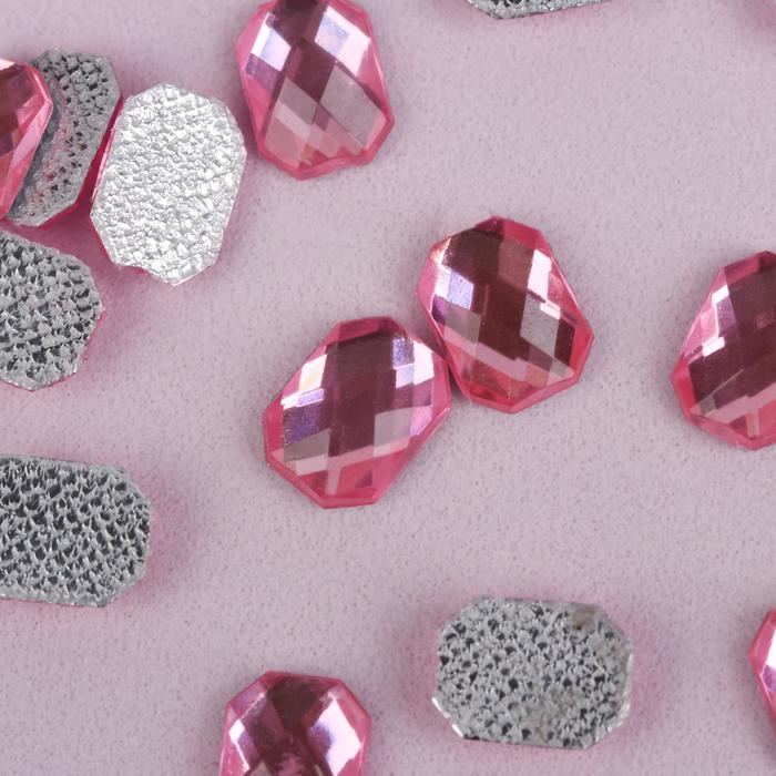 Стразы термоклеевые "Прямоугольник", 50шт, 6 х 8мм, цвет розовый