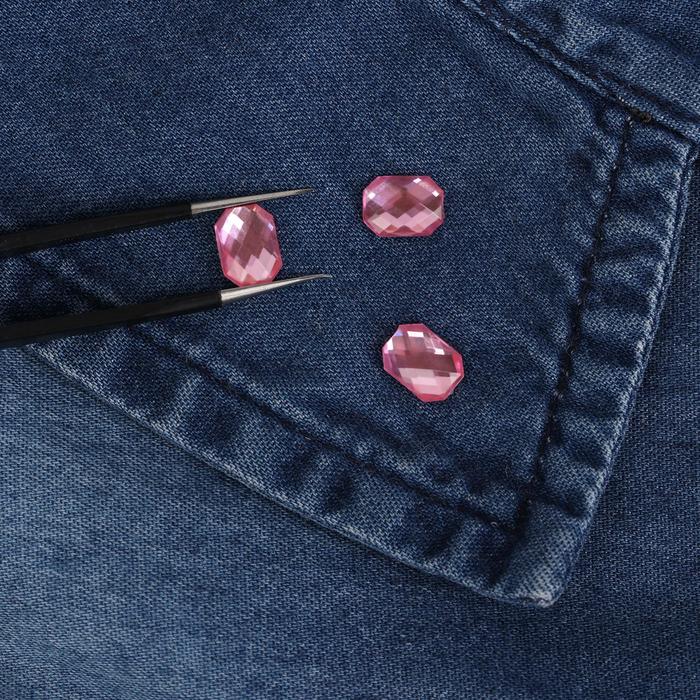 Стразы термоклеевые "Прямоугольник", 50шт, 6 х 8мм, цвет розовый