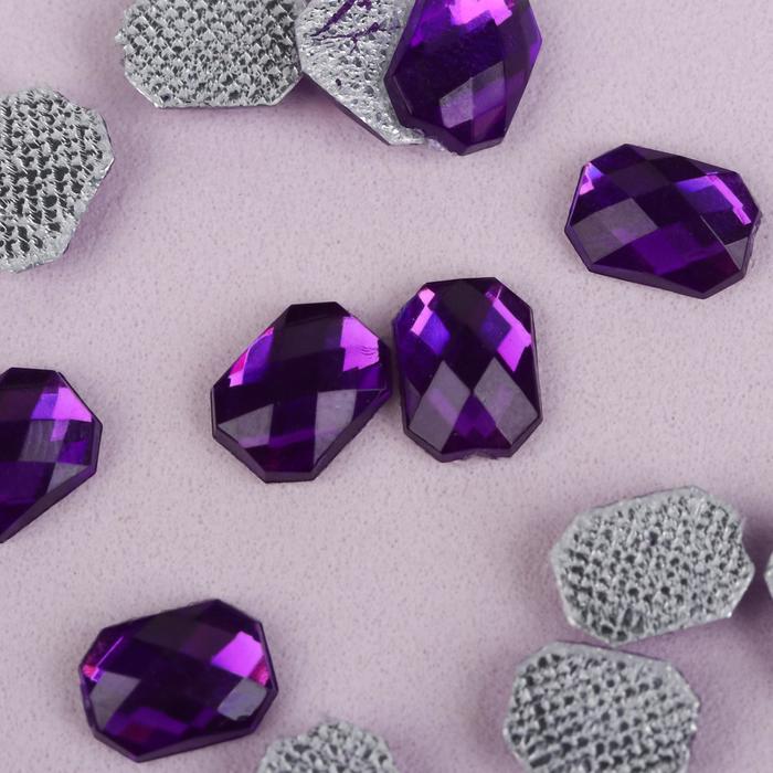 Стразы термоклеевые "Прямоугольник", 50шт, 6 х 8мм, цвет фиолетовый