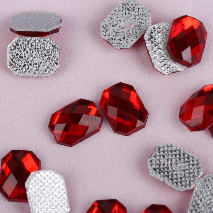 Стразы термоклеевые "Прямоугольник", 50шт, 6 х 8мм, цвет красный