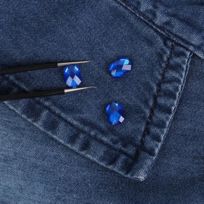 Стразы термоклеевые "Прямоугольник", 50шт, 6 х 8мм, цвет синий