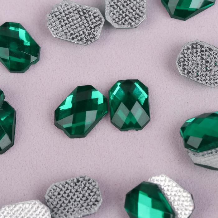 Стразы термоклеевые "Прямоугольник", 50шт, 6 х 8мм, цвет зелёный