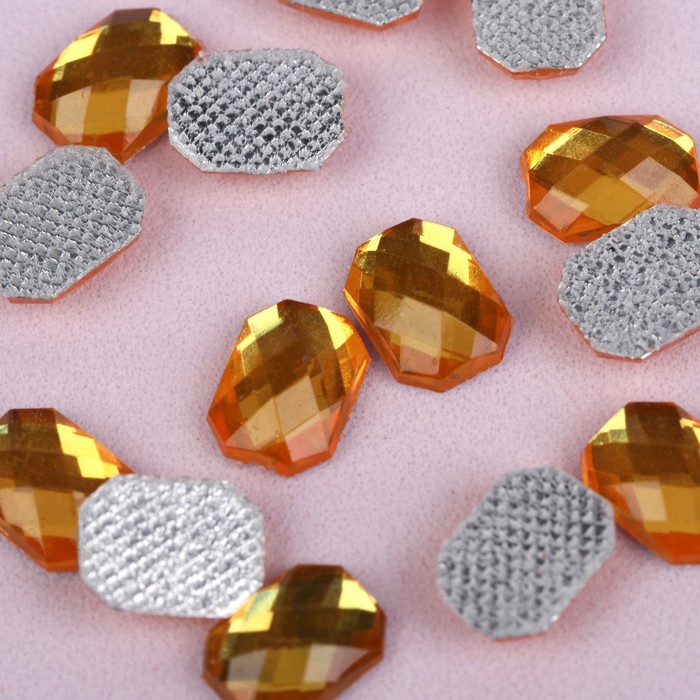 Стразы термоклеевые "Прямоугольник", 50шт, 6 х 8мм, цвет жёлтый