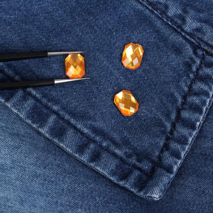 Стразы термоклеевые "Прямоугольник", 50шт, 6 х 8мм, цвет жёлтый