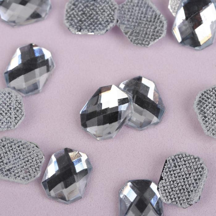 Стразы термоклеевые "Прямоугольник", 50шт, 8 х 10мм, цвет белый