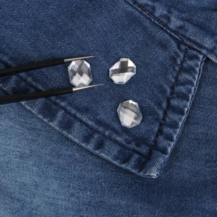 Стразы термоклеевые "Прямоугольник", 50шт, 8 х 10мм, цвет белый