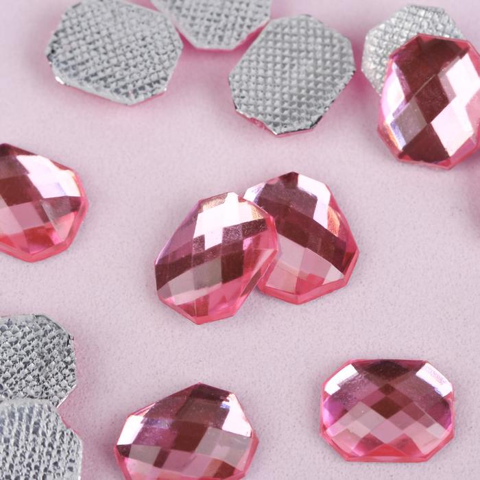 Стразы термоклеевые "Прямоугольник", 50шт, 8 х 10мм, цвет розовый