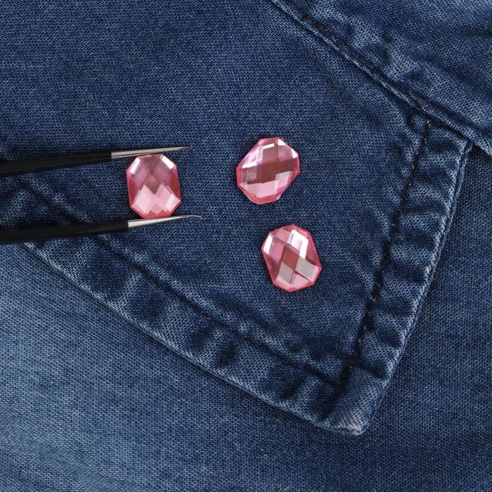 Стразы термоклеевые "Прямоугольник", 50шт, 8 х 10мм, цвет розовый