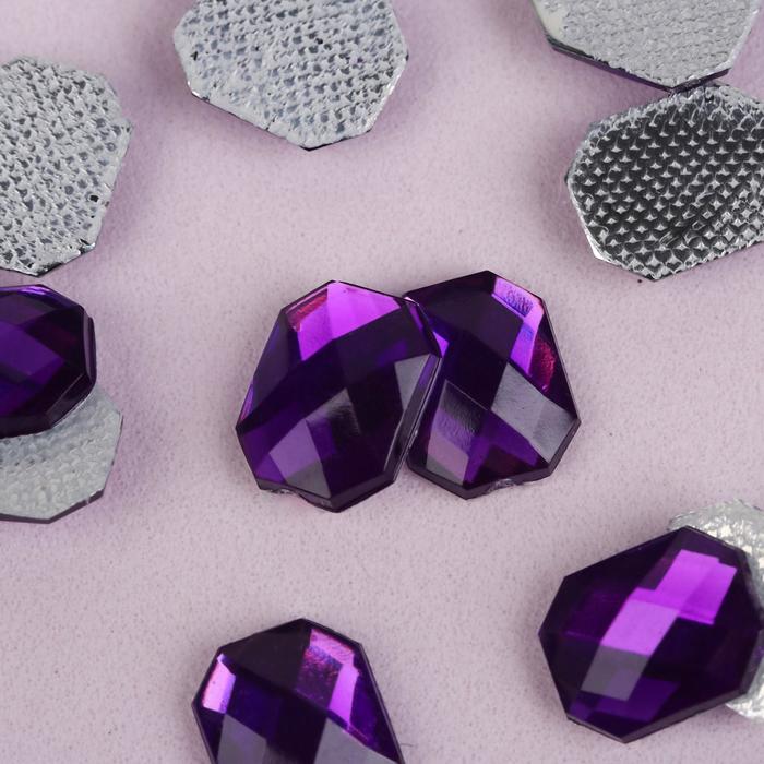 Стразы термоклеевые "Прямоугольник", 50шт, 8 х 10мм, цвет фиолетовый