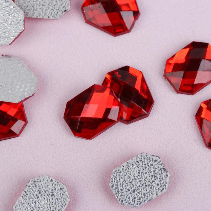 Стразы термоклеевые "Прямоугольник", 50шт, 8 х 10мм, цвет красный