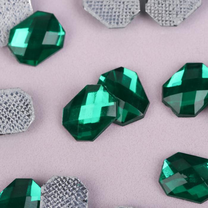 Стразы термоклеевые "Прямоугольник", 50шт, 8 х 10мм, цвет зелёный